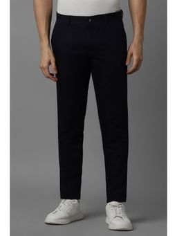 Louis Philippe - Men Black Smart Fit Solid Flat Front Casual Trousers