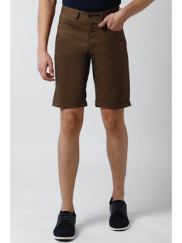 Peter England - Men Brown Solid Regular Fit Casual Shorts