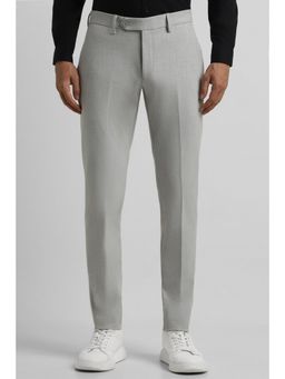 Peter England - Men Grey Solid Super Slim Fit Formal Trousers