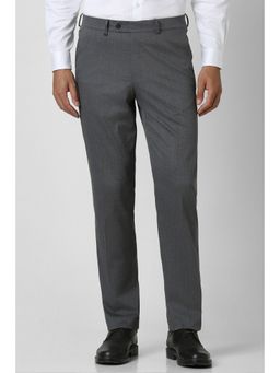 Van Heusen - Men Grey Solid Regular Fit Formal Trousers