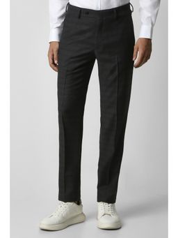 Van Heusen - Men Grey Textured Slim Fit Formal Trousers