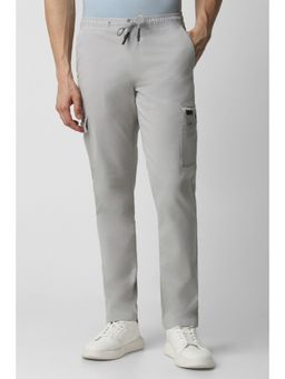 Van Heusen - Men Grey Solid Slim Fit Casual Trousers