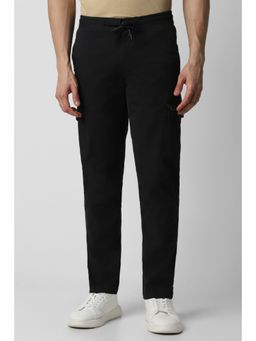 Van Heusen - Men Black Solid Slim Fit Casual Trousers