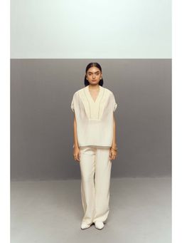Zaitra - White Crepe Linen Pants