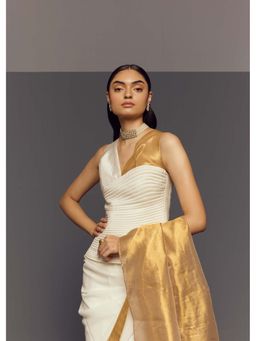 Zaitra - Ripple White Quilted Corset Top