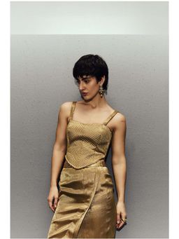 Zaitra - Gold Quilted Corset Top