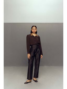 Zaitra - Brown Classic Black Top with Pants (Set of 2)