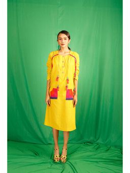 Firki by Sweta - Yellow Ruched Dress
