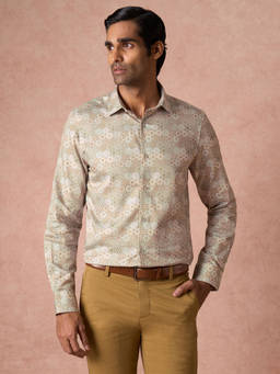 Turtle - Men Cotton Tencel Slim Fit Multi-Color Printed Full Sleeve Party Shirt