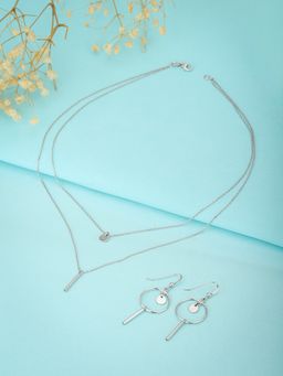 Carlton London - Women Silver Jewellery Set