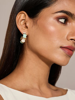 Pipa Bella by Nykaa Fashion - Multicolor Patterned Enamel Half Hoop Earrings