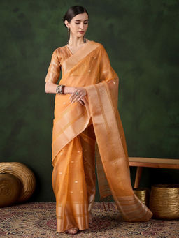 Odette - Mustard Woven Saree with Unstitched Blouse
