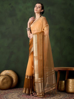 Odette - Yellow Woven Saree with Unstitched Blouse