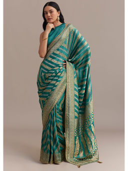 KALKI FASHION - Teal Dola Saree with Zari Weaving with Unstitched Blouse