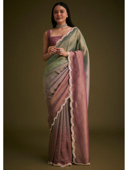 KALKI FASHION - Ombre Saree with Scallop with Unstitched Blouse