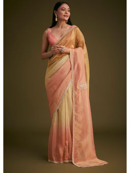 KALKI FASHION - Multi-Colour Triple Tone Saree with Unstitched Blouse