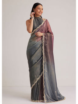 KALKI FASHION - Ombre Saree with Scallop with Unstitched Blouse