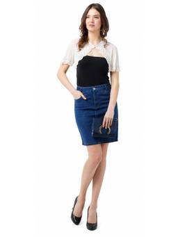 Tripursundari Fashion - Women Navy Blue Denim Skirt