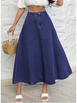 Tripursundari Fashion - Women Navy Blue A-Line Denim Skirt
