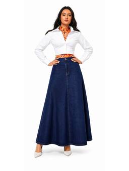 Tripursundari Fashion - Women Navy Blue A-Line Denim Skirt