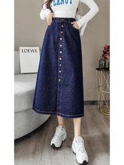 Tripursundari Fashion - Women Navy Blue A-Line Denim Skirt