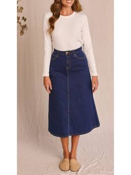 Tripursundari Fashion - Women Navy Blue A-Line Denim Skirt