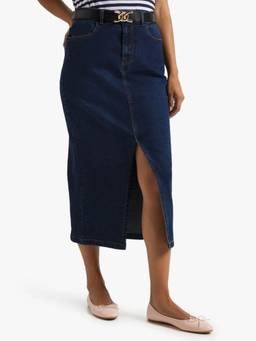 Tripursundari Fashion - Women Navy Blue Straight Maxi Denim Skirt