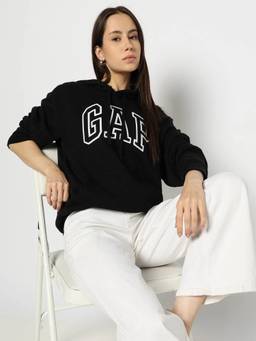 GAP - Black Women's Oversized Fit Logo Hoodie