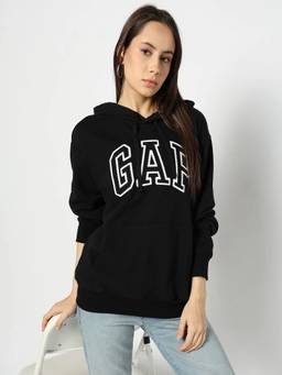 GAP - Black Women's Relaxed Fit Logo Hoodie