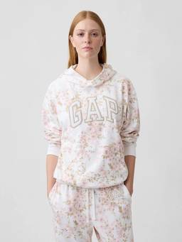 GAP - Off White Women's Relaxed Fit Floral Hoodie