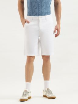 United Colors of Benetton - White Solid Slim Fit Twill Chino Shorts