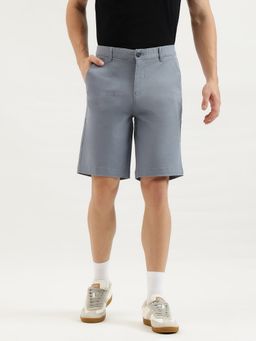 United Colors of Benetton - Blue Solid Slim Fit Twill Chino Shorts