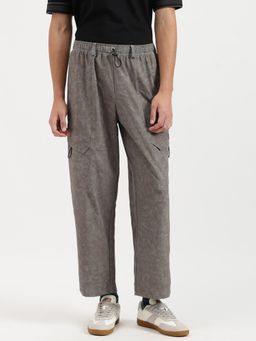 United Colors of Benetton - Grey Solid Anti Fit Rib Stop Parachute Cargo Pant