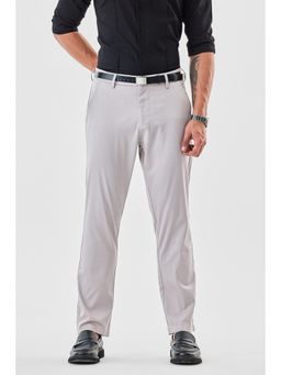 Snitch - Ash Grey Solid Slim Casual Trouser for Men