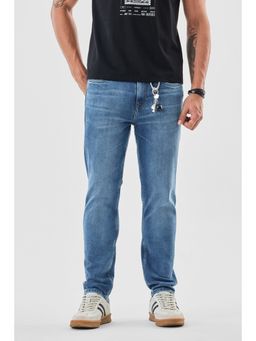 Snitch - Blue Washed Slim Fit Casual Jeans for Men