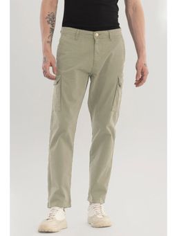 Snitch - Olive Plain Slim Casual Cargo Pant for Men
