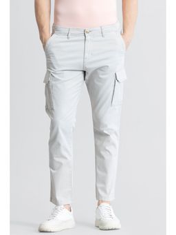 Snitch - Light Grey Plain Slim Casual Cargo Pant for Men