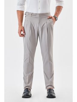Snitch - Grey Self-Design Slim Formal Trouser for Men