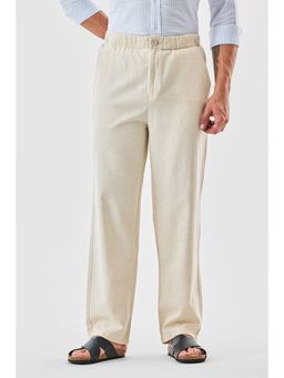 Snitch - Off White Self-Design Relaxed Casual Trouser for Men