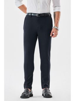 Snitch - Navy Blue Checks Slim Formal Trouser for Men