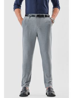 Snitch - Grey Checks Slim Formal Trouser for Men