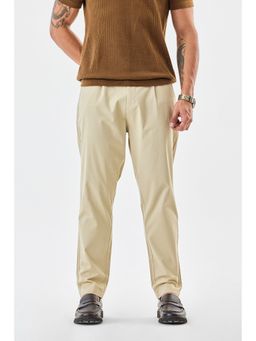 Snitch - Beige Plain Slim Casual Trouser for Men