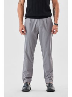 Snitch - Grey Plain Slim Casual Trouser for Men