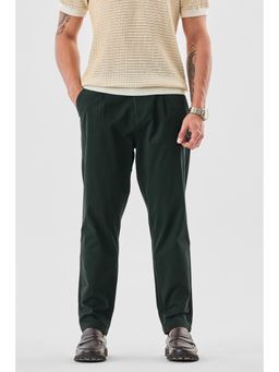Snitch - Dark Green Plain Slim Casual Trouser for Men