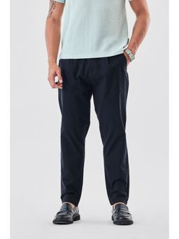 Snitch - Navy Blue Plain Slim Casual Trouser for Men