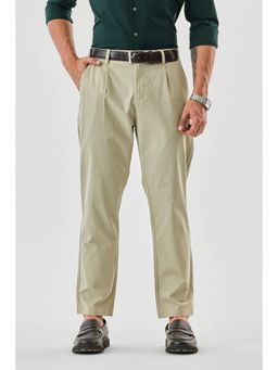 Snitch - Green Plain Slim Casual Trouser for Men