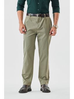 Snitch - Green Plain Slim Casual Trouser for Men