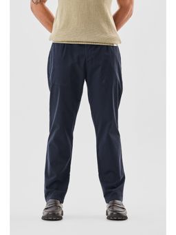 Snitch - Navy Blue Plain Slim Casual Trouser for Men