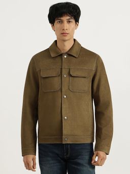 United Colors of Benetton - Men Brown Polyester Blend Collar Neck Full Sleeves Jacket