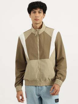 United Colors of Benetton - Men Khaki Nylon High Neck Full Sleeves Jacket